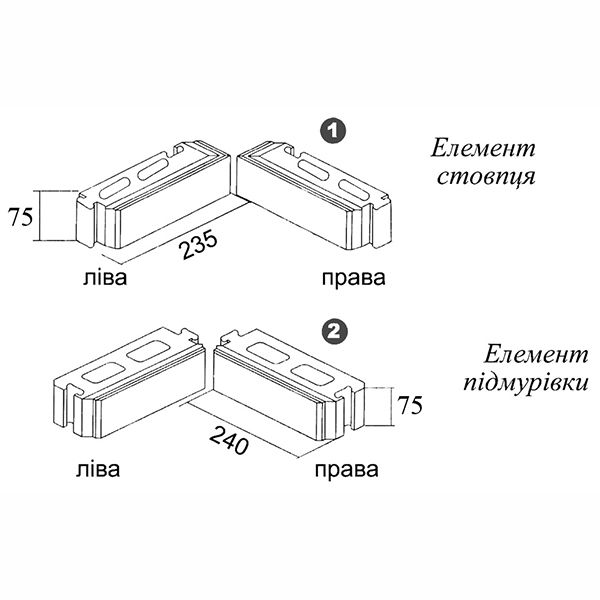 Элемент столба Кая 75x235x75 мм белый